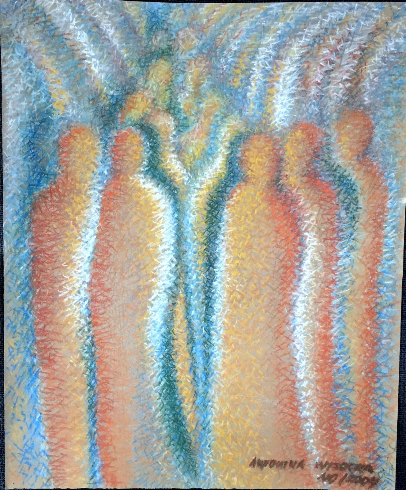«Ludzie» (2004), pastello — opera di Antonina Wysocka-Jonczak